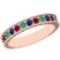 Certified 0.83 Ctw Multi Emerald,Ruby,Sapphire 14K Rose Gold Filigree Style Band Ring