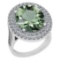 13.90 Ctw SI2/I1 Green Amethyst And Diamond 14k White Gold Vintage Style Ring