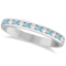 Aquamarine and Diamond Semi-Eternity Channel Ring 14k White Gold 0.40ctw