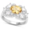 Certified 1.10 Ctw. Genuine Citrine And Diamond 14K White Gold Ring