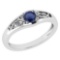 Certified 0.37 Ctw Blue Sapphire And Diamond 14k White Gold Halo Ring
