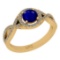 0.91 Ctw SI2/I1Blue Sapphire And Diamond 14K Yellow Gold Infinity Wedding Halo Ring