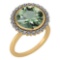 Certified 5.95 Ctw Green Amethyst And Diamond VS/SI1 Halo Ring 14K Yellow Gold MADE IN USA