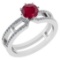 0.60 Ctw I2/I3 Ruby And Diamond 14K White Gold Ring