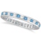 Blue Topaz and Diamond Channel-Set Eternity Ring 14k White Gold 1.00ctw