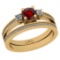 0.50 Ctw I2/I3 Garnet And Diamond 10K White Gold Wedding Set Ring