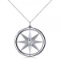 Diamond Nautical Compass Pendant Necklace 14k White Gold 0.66ctw