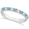 Blue and White Diamond Stackable Ring Band 14k White Gold 0.25ctw