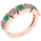 1.22 Ctw I2/I3 Emerald And Diamond 14K Rose Gold Five Stone Ring