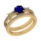 1.01 Ctw SI2/I1Blue Sapphire And Diamond 14K Yellow Gold Anniversary Set Band Ring