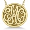 Engraved Initial Circle Monogram Pendant Necklace in 14k Yellow Gold