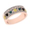 1.00 Ctw I2/I3 Multi Treated Fancy Blue,Black,Yellow And White Diamond 18K Rose Gold Wedding Band Ri