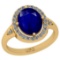 2.78 Ctw SI2/I1 Blue Sapphire And Diamond 14K Yellow Gold Ring