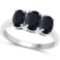 4.20 CTW Genuine Black Sapphire And 14K White Gold Rings