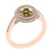 Certified 1.45 Ctw SI1/SI2 Natural Fancy Yellow And White Diamond 14K Rose Gold Engagement Halo Ring