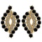 Certified 1.30 Ctw I2/I3 Treated Fancy Black And White Diamond 14K Yellow Gold Earrings