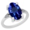 Certified 4.65 Ctw VS/SI1 Tanzanite and Diamond 14K White Gold Vintage Style Ring