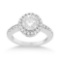 Pave Halo Diamond Engagement Ring Setting Platinum 1.35ctw