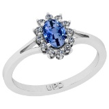 0.64 Ctw I2/I3 sapphire And Diamond 10K White Gold Promises Ring