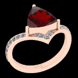 Certified 2.09 Ctw I2/I3 Garnet And Diamond 10K Rose Gold Ring