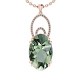 23.72 Ctw I2/I3 Green Amethyst And Diamond 10K Rose Gold Pendant