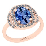 1.75 Ctw I2/I3 sapphire And Diamond 10K Rose Gold Engagement Ring