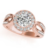 CERTIFIED 18K ROSE GOLD .72 CTW J-K/VS-SI1 DIAMOND HALO ENGAGEMENT RING