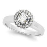 CERTIFIED PLATINUM 0.91 CTW J-K/VS-SI1 DIAMOND HALO ENGAGEMENT RING