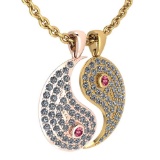 Certified 2.32 Ctw Pink Tourmaline And Diamond Couple Pendant New Expressions love collection 14K Ro