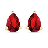 Certified 2.50 CTW Genuine Garnet Stud 14K Yellow Gold Earrings