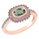 1.94 Ctw Green Amethyst And Diamond 14k Rose Gold Halo Ring