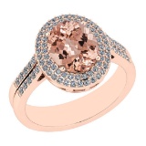 4.55 Ctw SI2/I1 Morganite And Diamond 14K Rose Gold Vintage Style Ring