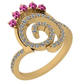 0.96 Ctw SI2/I1 Pink Sapphire And Diamond 14K Yellow Gold Entertiy Ring