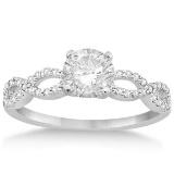 Edwardian Diamond Halo Engagement Ring Floral 14k White Gold 1.20ctw