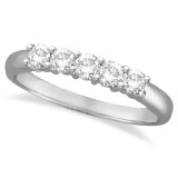 Five Stone Diamond Ring Anniversary Band 14k White Gold 0.50ctw