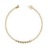 0.21 Ctw SI2/I1 Diamond 14K Yellow Gold Bracelet