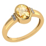 Certified 1.28 Ctw Citrine And Diamond 14k Yellow Gold Ring