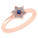 Certified .39 Ctw Genuine Blue Sapphire And Diamond 14k Rose Gold Halo Ring