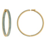 2.40 Ctw i2/i3 Treated Fancy Blue Diamond 14K Yellow Gold Hoop Earrings
