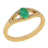 0.42 Ctw SI2/I1 Emerlad And Diamond 14K Yellow Gold Ring