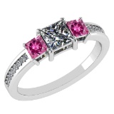 Certified 1.41 Ctw Pink Tourmaline And Diamond 14k White Gold Halo Ring