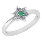 Certified .39 Ctw Genuine Emerald And Diamond 14k White Gold Halo Ring