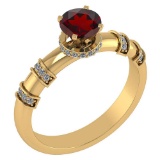Certified .96 Ctw Genuine Garnet And Diamond 14k Yellow Gold Engagement Ring
