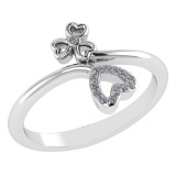 Certified .07 Ctw Diamond 14k White Gold Heart shape Ring