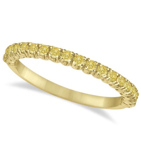 Half-Eternity Pave Thin Yellow Diamond Ring 14k Yellow Gold 0.50ctw