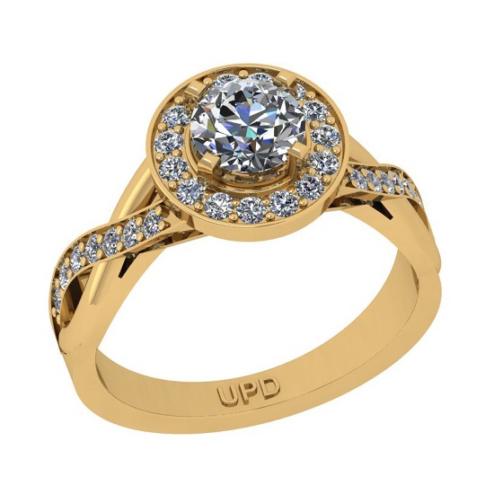 1.27 Ctw SI2/I1 Gia Certified Center Diamond 14K Yellow Gold Ring
