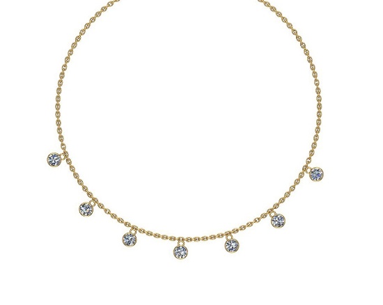 1.05 Ctw SI2/I1 Diamond 14K Yellow Gold Station Necklace