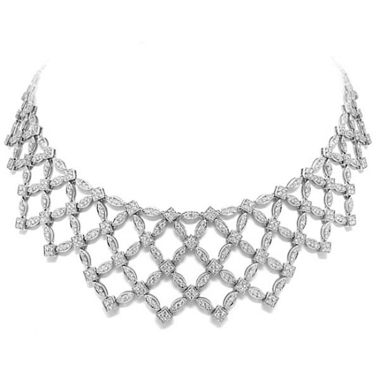 10.42ct 18k White Gold Diamond Fancy Necklace