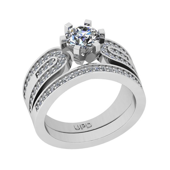 1.41 Ctw SI2/I1 Gia Certified Center Diamond 14K White Gold Bridal Style Wedding set Ring