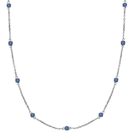 Fancy Blue Station Necklace 14k White Gold (1.00ct)